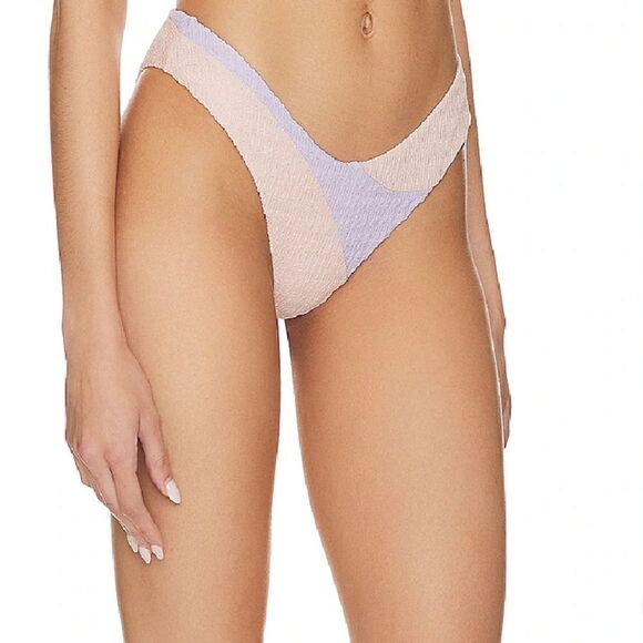 Lovers + Friends Catcha Wave bikini bottom high cut pink blue cheeky Revolve XS - Picture 2 of 7